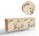 Corsica Contemporary Large Premium Floral Hand-Carving Sideboard Storage Cabinet & Chest Farmhouse White